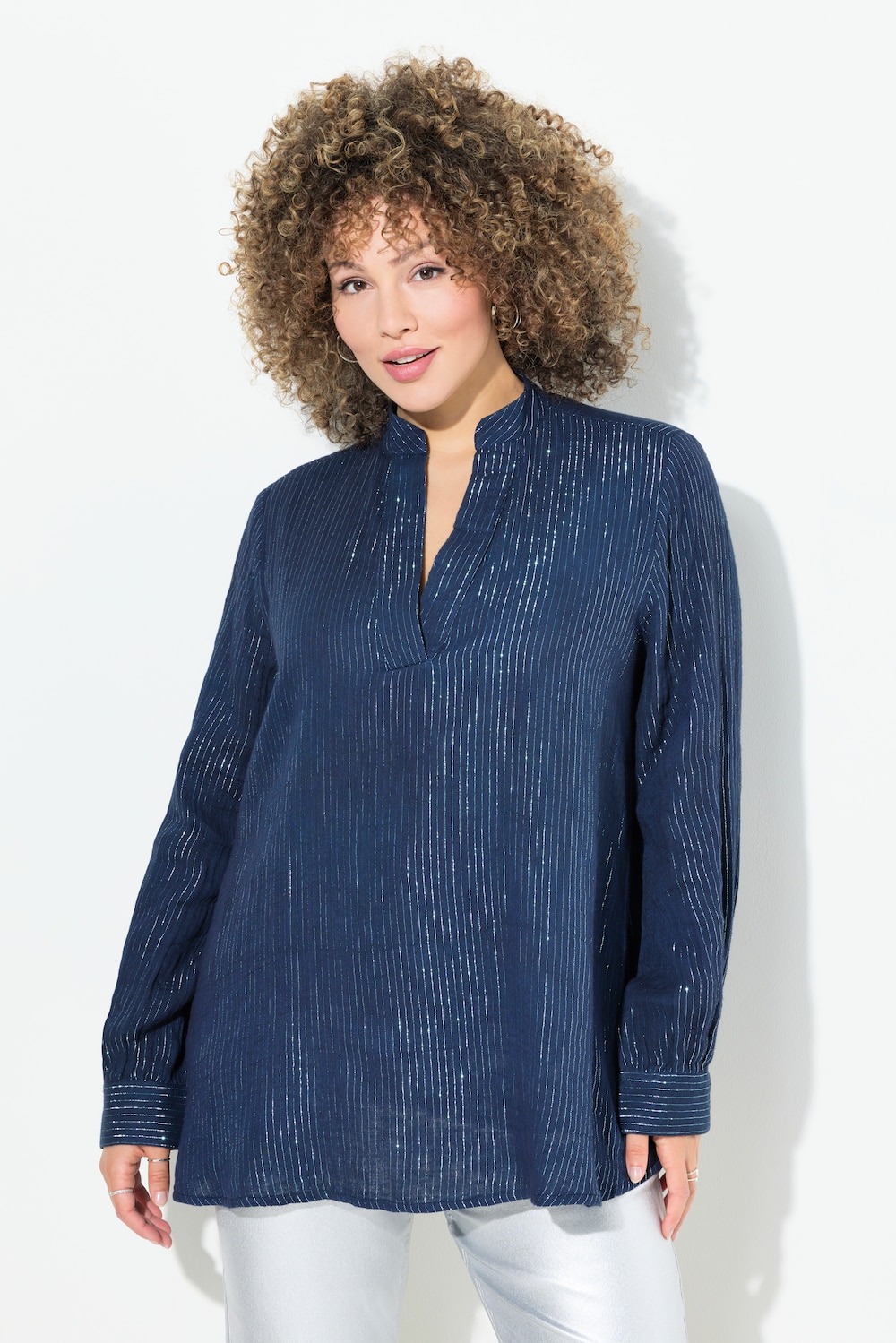 Große Größen Bluse, Damen, blau, Größe: 50/52, Baumwolle, Ulla Popken