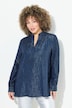 Bluse, Metallic-Streifen, A-Linie, V-Ausschnitt, Langarm