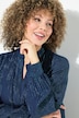 Bluse, Metallic-Streifen, A-Linie, V-Ausschnitt, Langarm