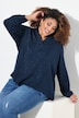 Bluse, Metallic-Streifen, A-Linie, V-Ausschnitt, Langarm