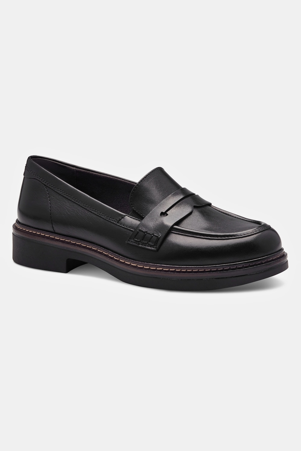 Tamaris Leder-Loafer, Damen, schwarz, Größe: 37, Leder/Synthetische Fasern, Ulla Popken