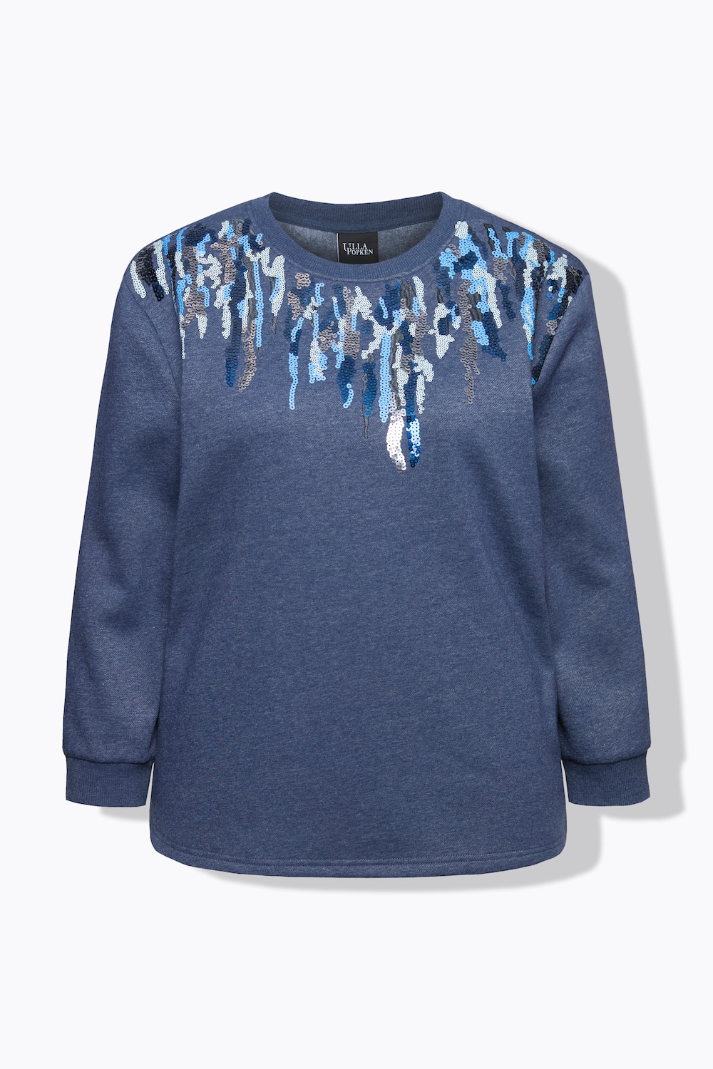 Stora storlekar Mjukiströja, Dam, blå, storlek: 42/44, Bomull/Polyester, Ulla Popken