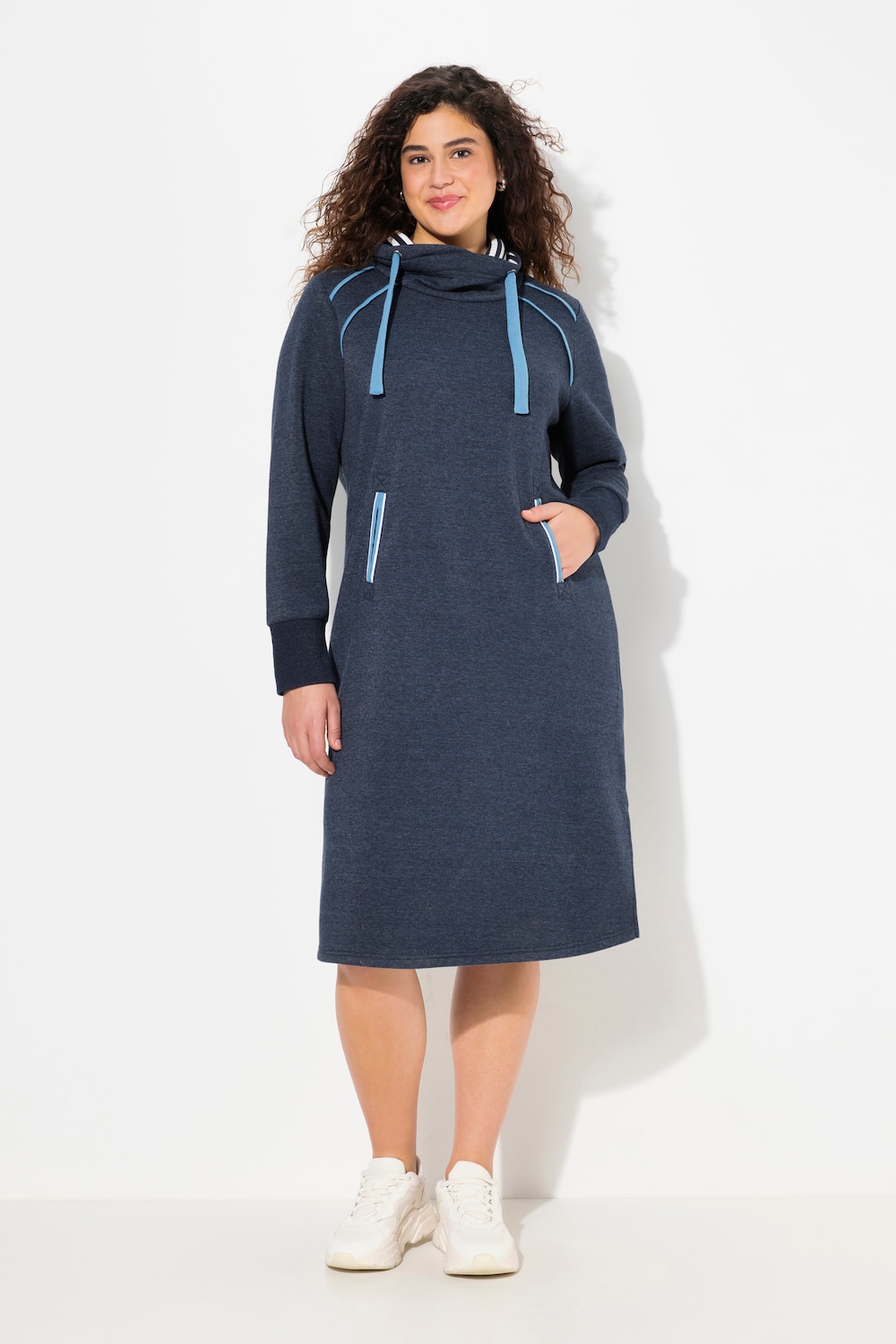 Große Größen Sweatkleid, Damen, blau, Größe: 46/48, Polyester/Baumwolle, Ulla Popken