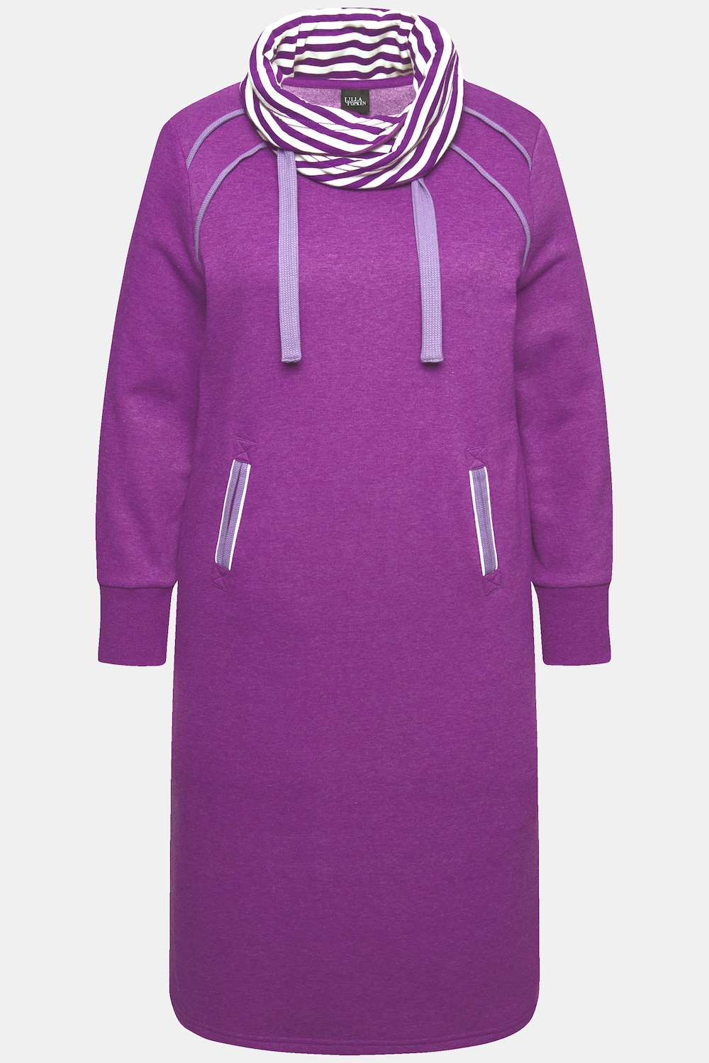 Stora storlekar Mjukisklänning med dekorativa passpoaler, Dam, lila, storlek: 46/48, Polyester/Bomull, Ulla Popken