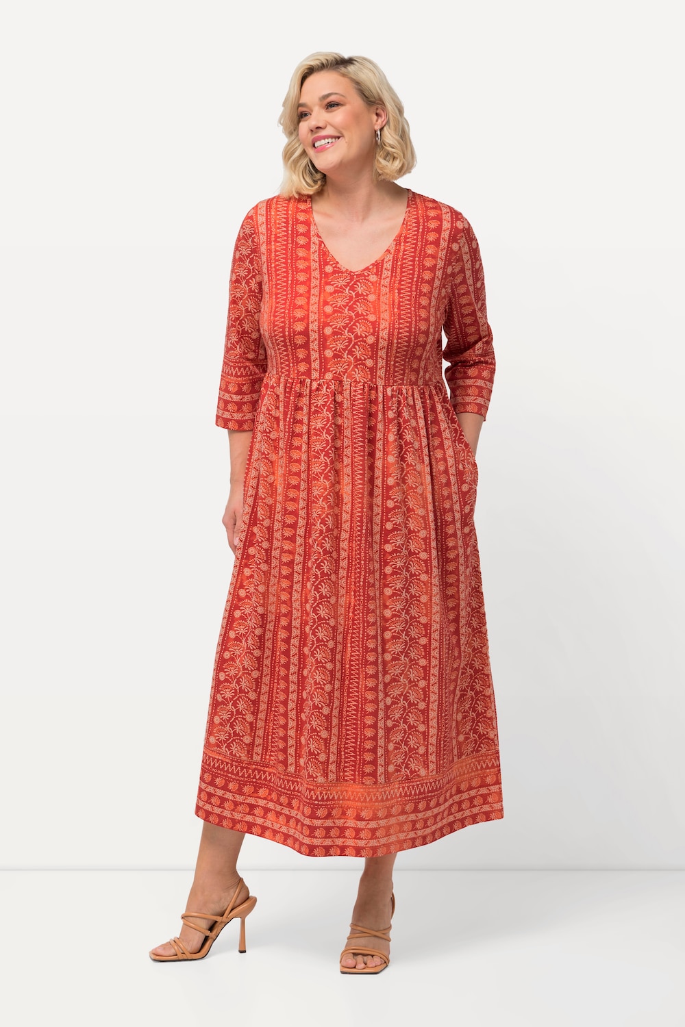 Große Größen Jerseykleid, Damen, orange, Größe: 62/64, Baumwolle, Ulla Popken