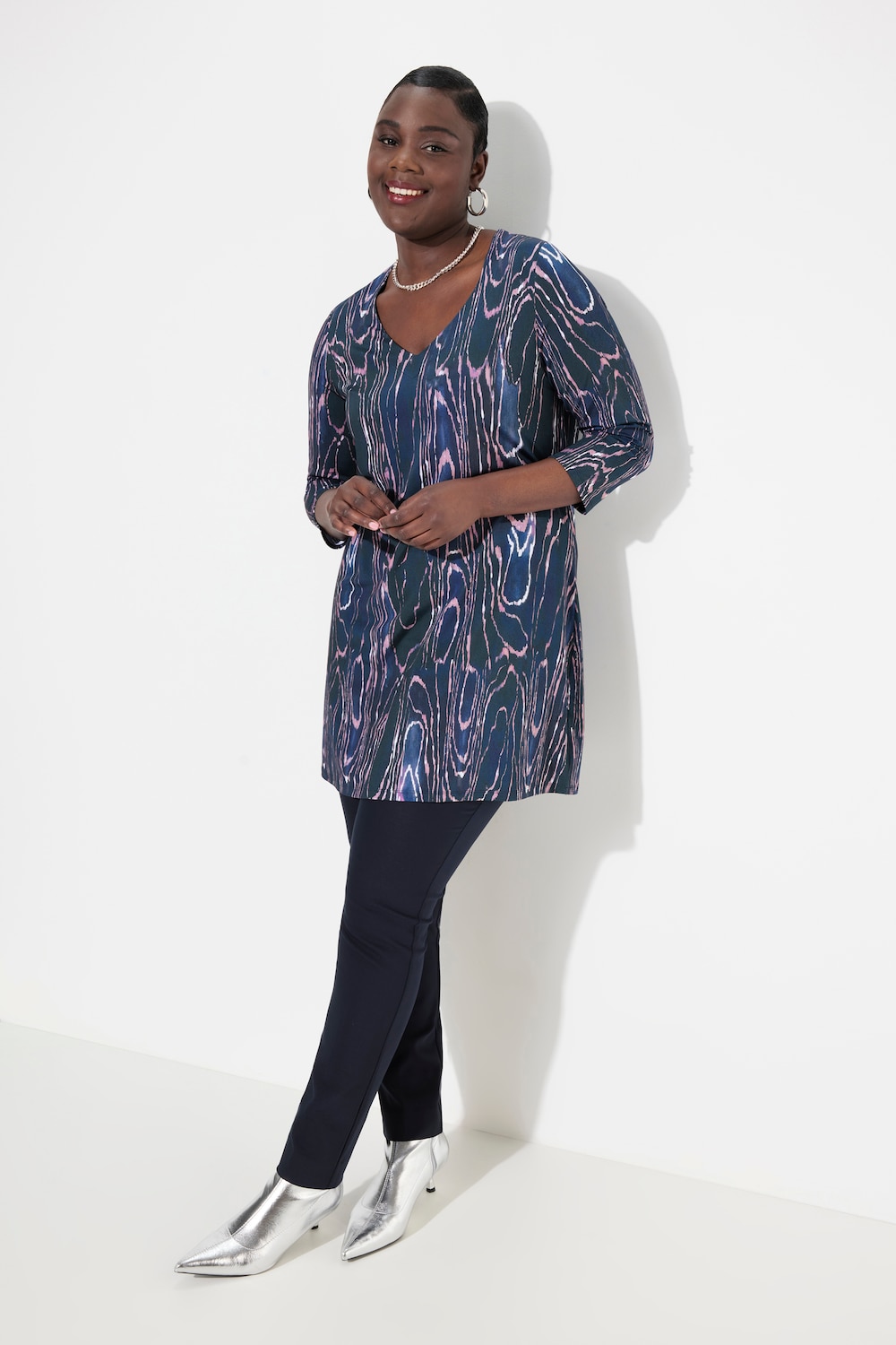 Große Größen Slinky-Longshirt, Damen, blau, Größe: 46/48, Viskose, Ulla Popken