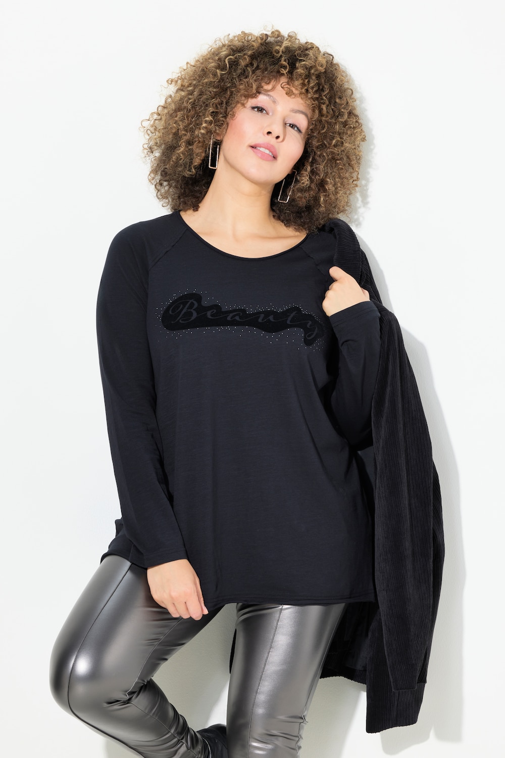 Große Größen Shirt, Damen, schwarz, Größe: 54/56, Baumwolle, Ulla Popken