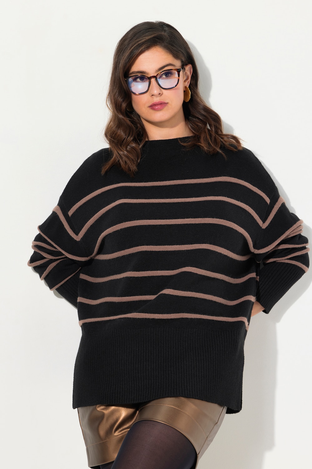 Große Größen Pullover, Damen, schwarz, Größe: 58/60, Synthetische Fasern/Gummi, Ulla Popken