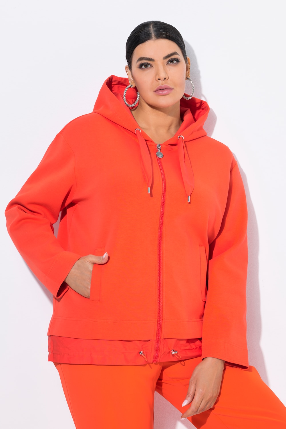 Große Größen Kapuzenjacke, Damen, rot, Größe: 46/48, Baumwolle/Polyester, Ulla Popken