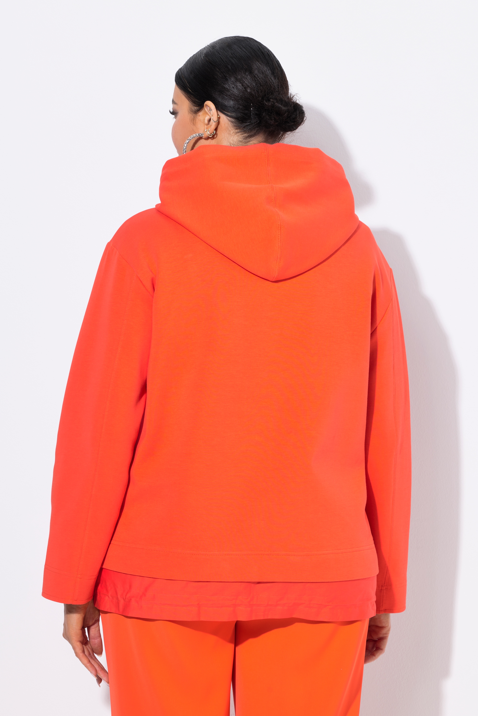 Ulla Popken Damen große Größen Kapuzenjacke Bindeband doppelter Saum 832603