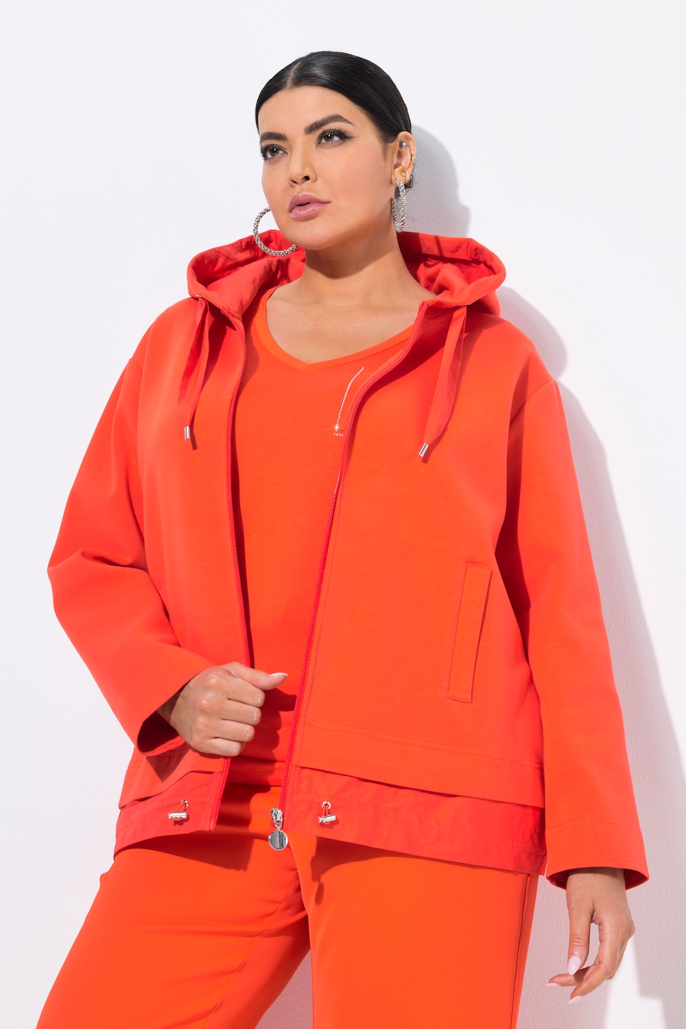 Große Größen Kapuzenjacke, Damen, rot, Größe: 50/52, Baumwolle/Polyester, Ulla Popken