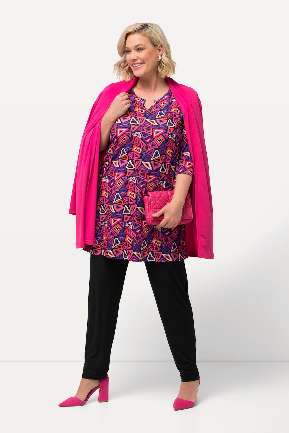 Grote Maten Longshirt, Dames, roze, Maat: 42/44, Polyester, Ulla Popken