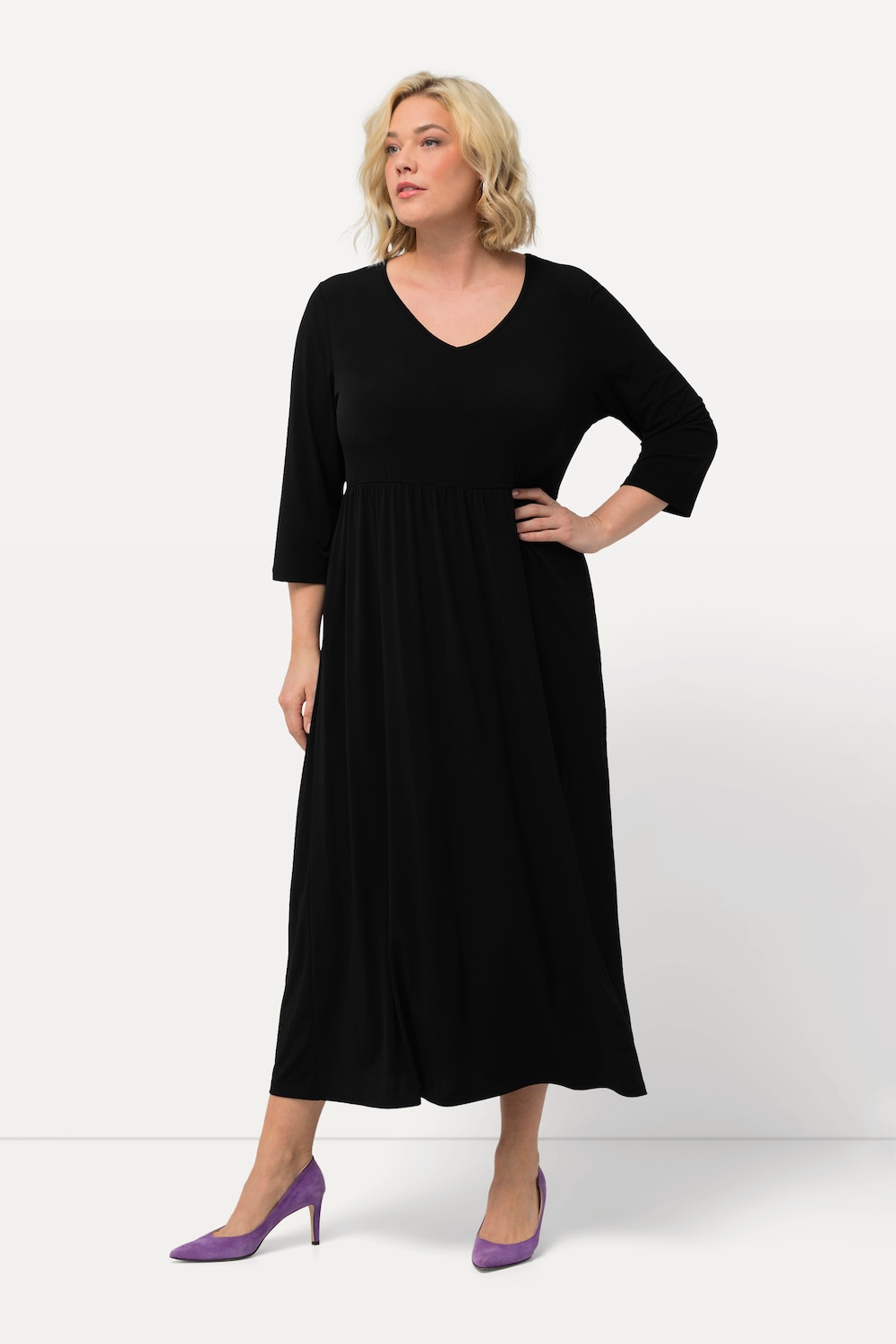 Große Größen Jerseykleid, Damen, schwarz, Größe: 46/48, Polyester, Ulla Popken