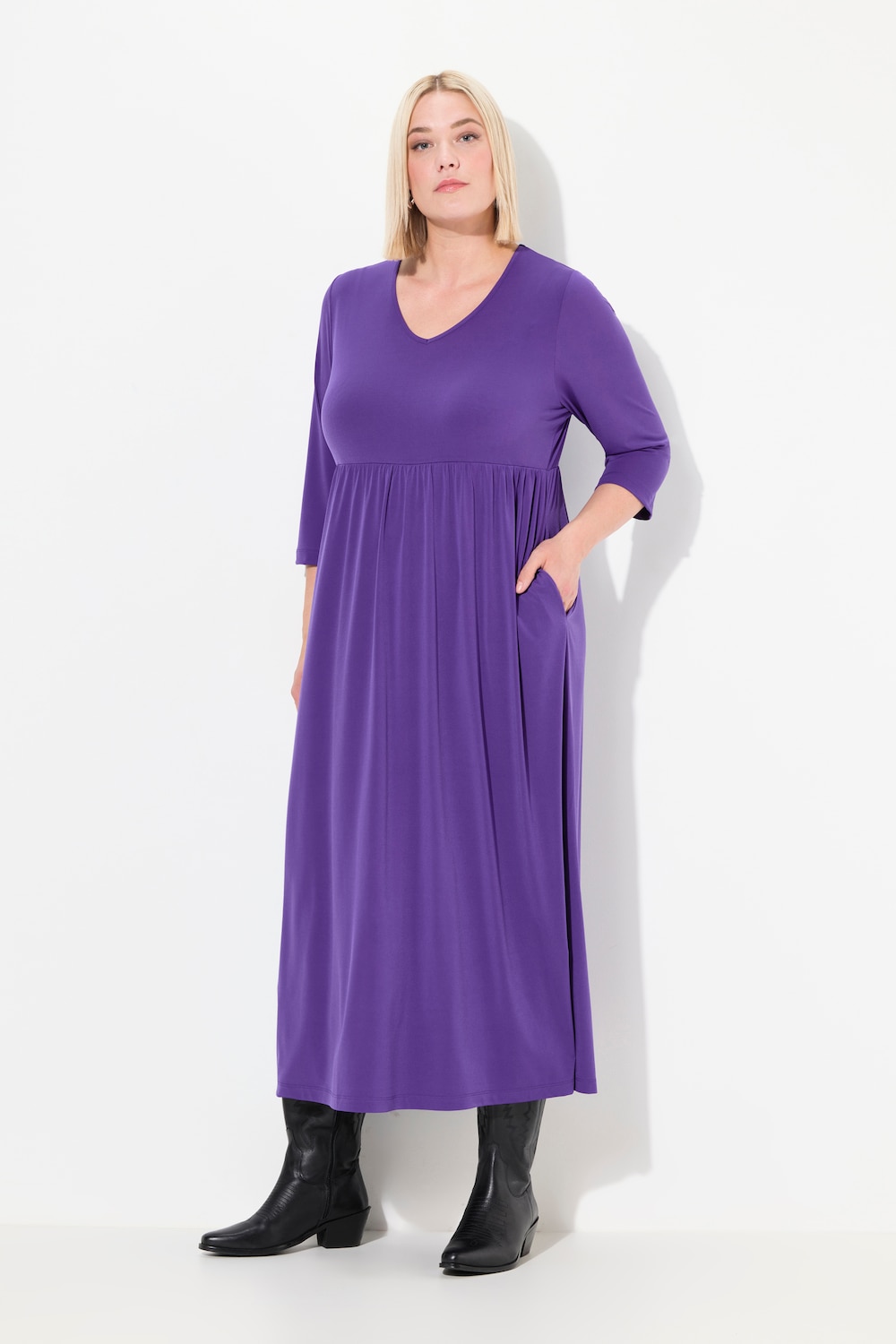 Große Größen Jerseykleid, Damen, lila, Größe: 50/52, Polyester, Ulla Popken