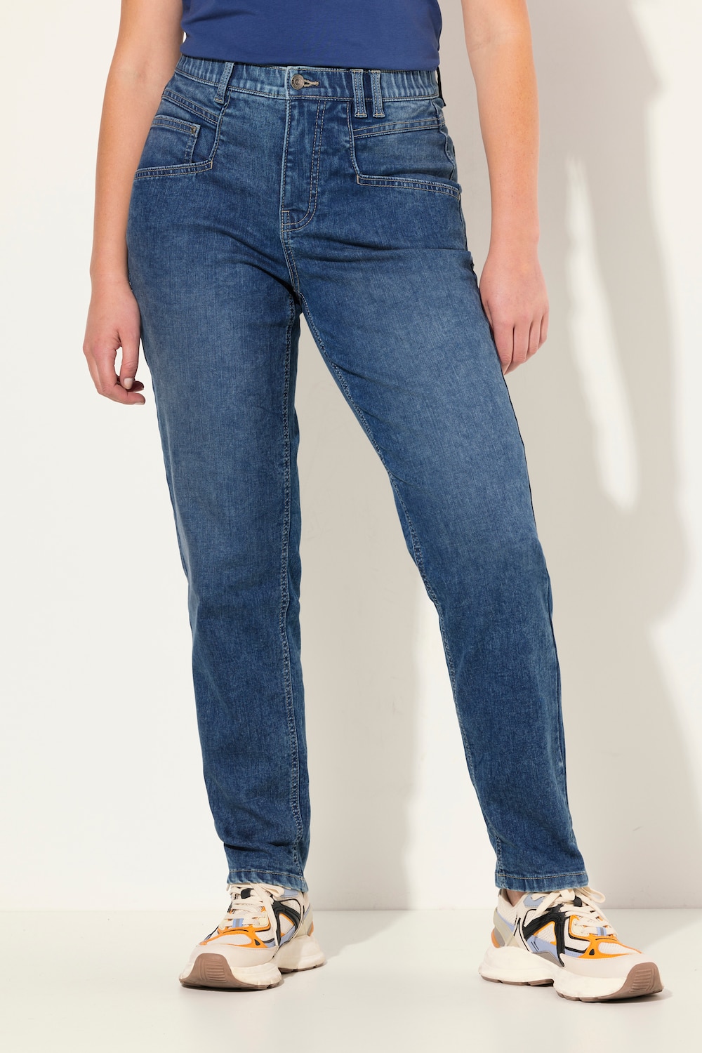 Thumbnail - Große Größen Mom-Jeans, Damen, blau, Größe: 48, Baumwolle, LAURASON