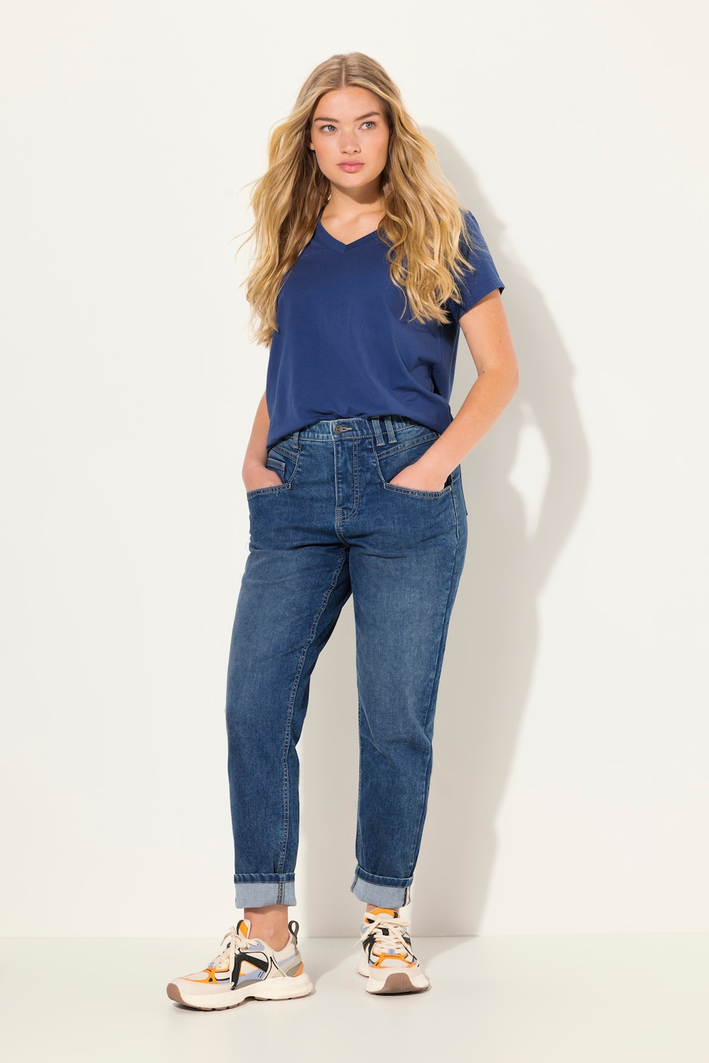 Große Größen Karotten-Jeans, Damen, blau, Größe: 50, Baumwolle, LAURASON