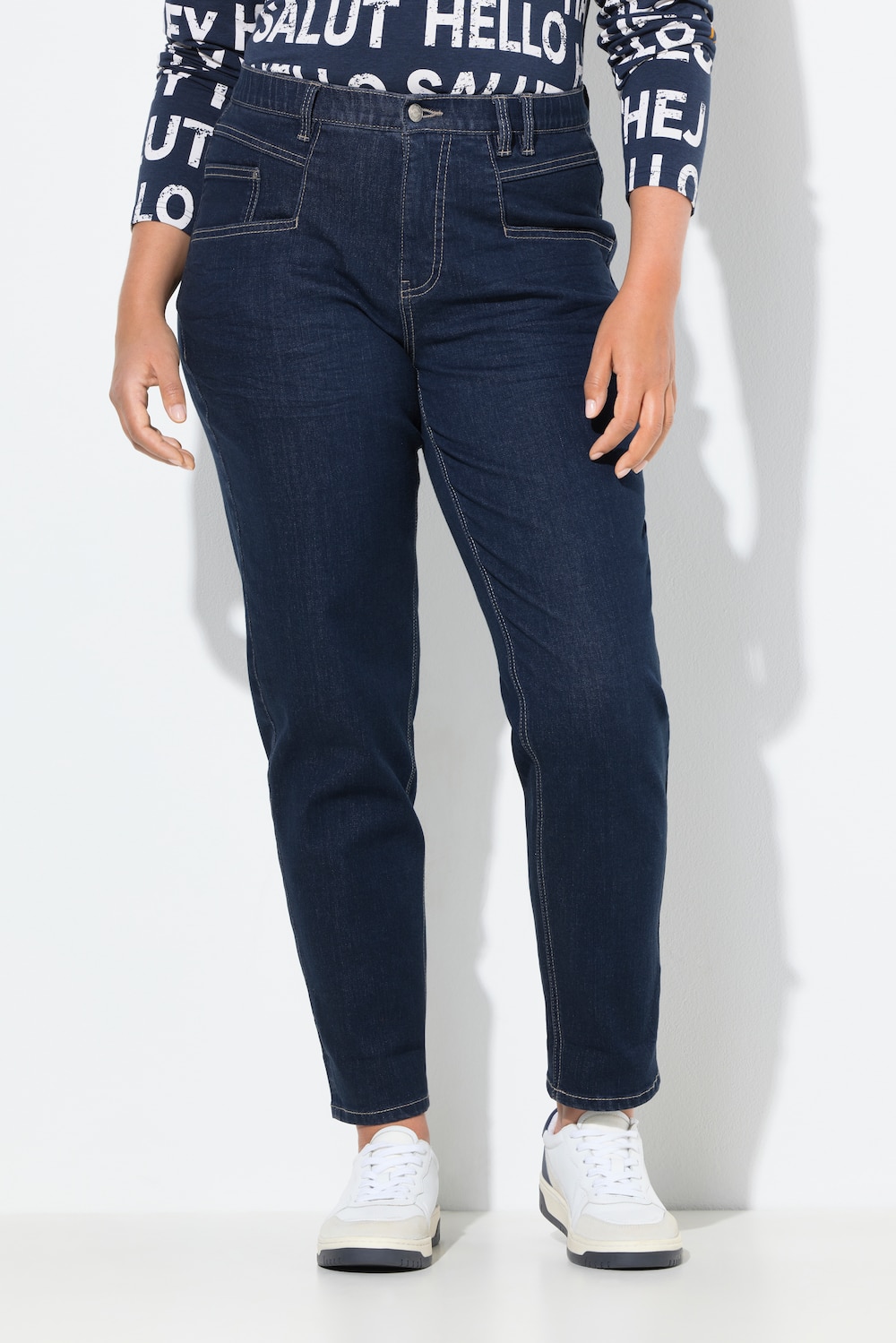 Große Größen Mom-Jeans, Damen, blau, Größe: 48, Baumwolle, LAURASON