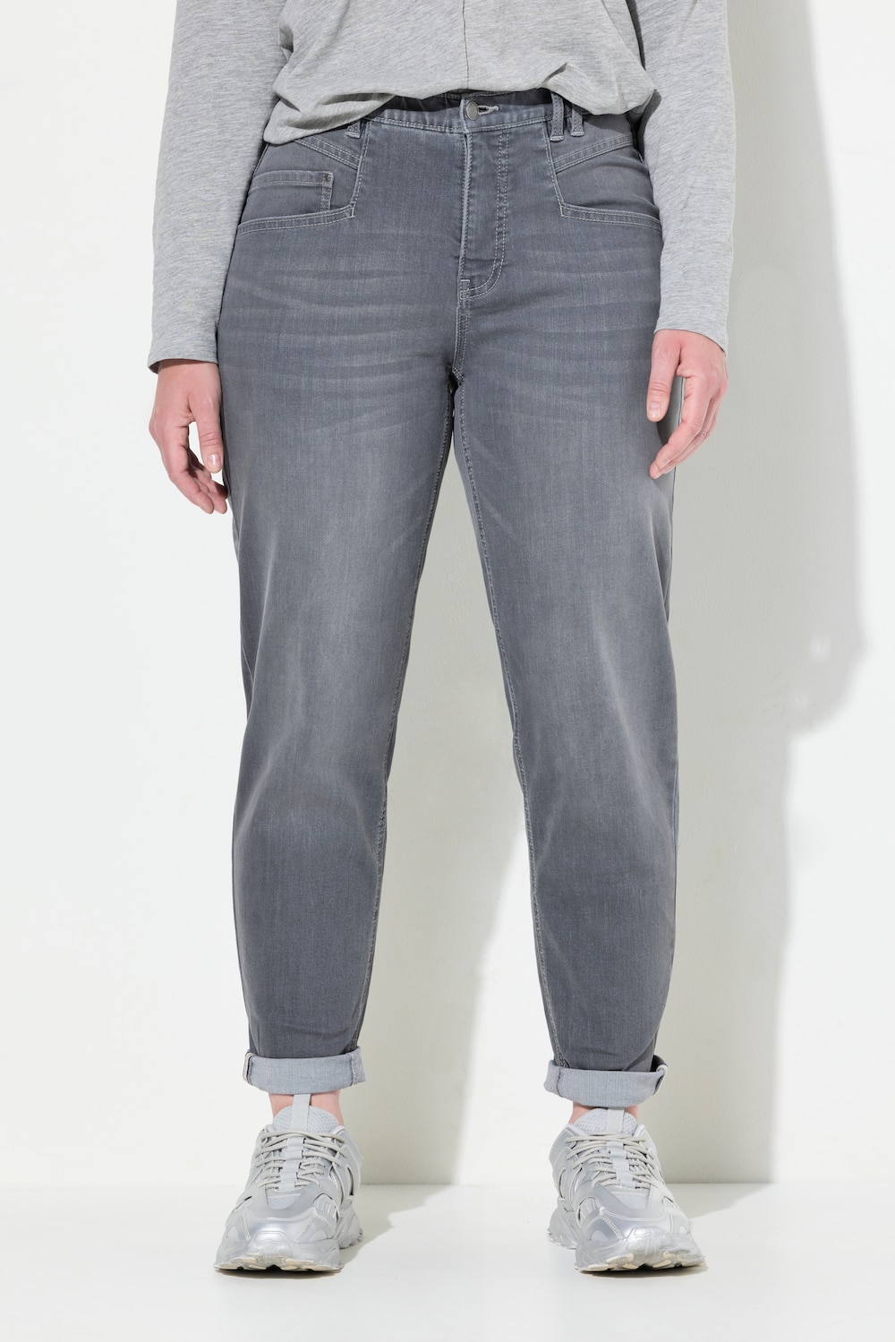 Große Größen Mom-Jeans, Damen, grau, Größe: 54, Baumwolle, LAURASON