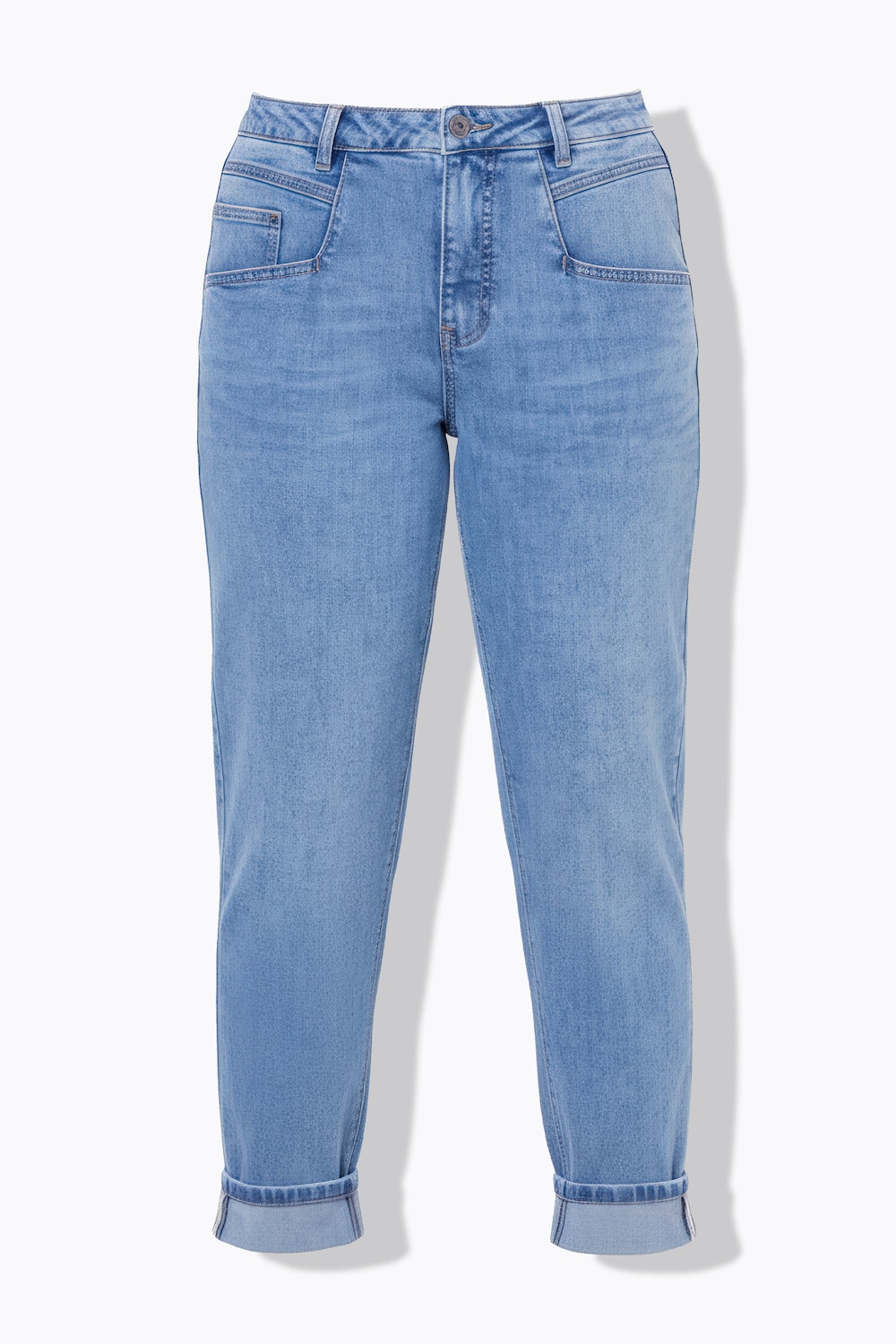 Stora storlekar Jeans med vidd och avsmalnande benslut, Dam, blå, storlek: 58, Bomull, LAURASON