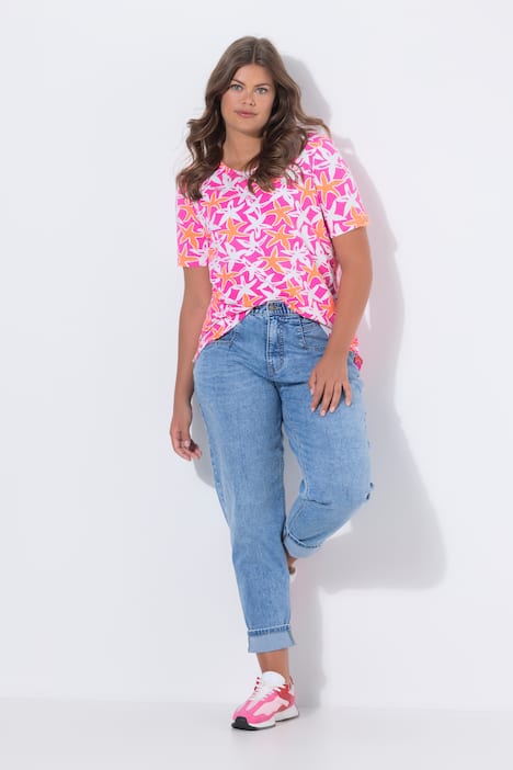 Wortel-jeans, wijde pasvorm, 5-pocket model