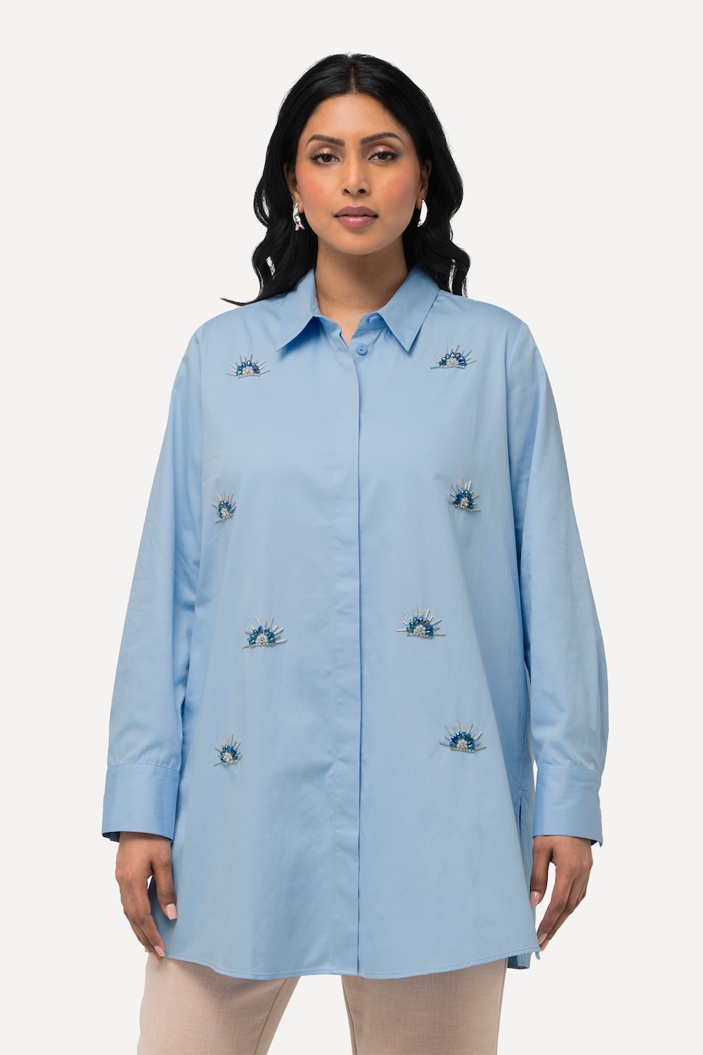 Große Größen Hemdbluse, Damen, blau, Größe: 54/56, Baumwolle, Ulla Popken