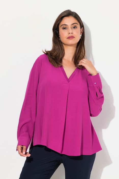 Shimmering Neckline Long Sleeve Blouse