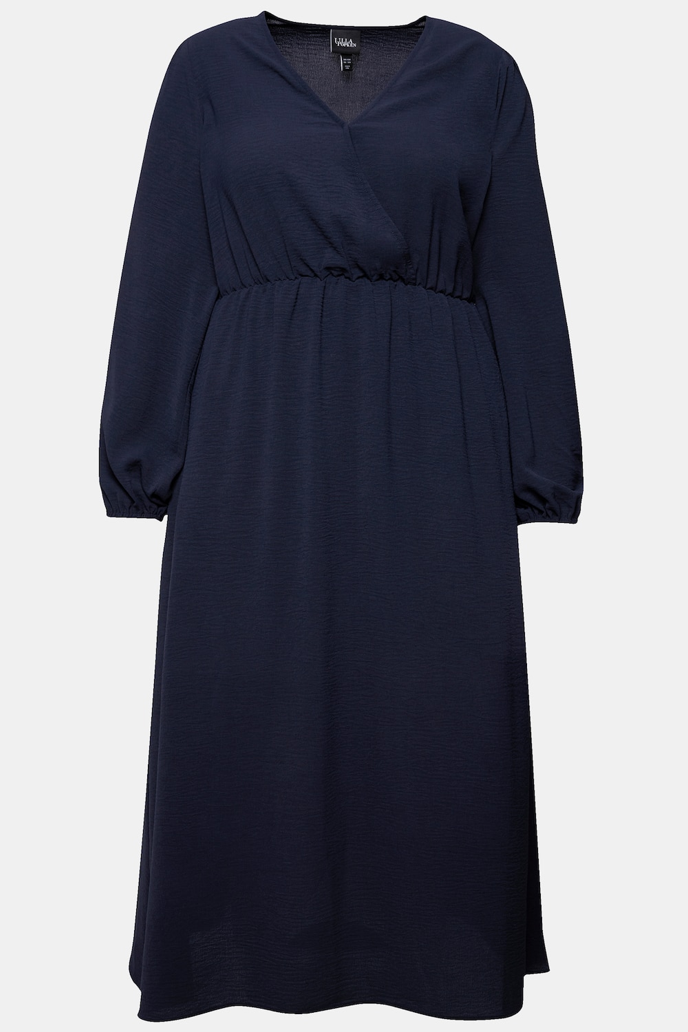 Stora storlekar Midiklänning i A-linjemodell med omlottdesign, Dam, blå, storlek: 54/56, Polyester, Ulla Popken
