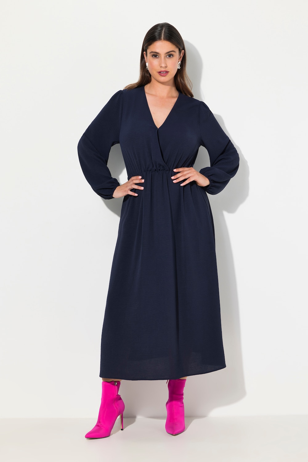 Große Größen Midikleid, Damen, blau, Größe: 42/44, Polyester, Ulla Popken
