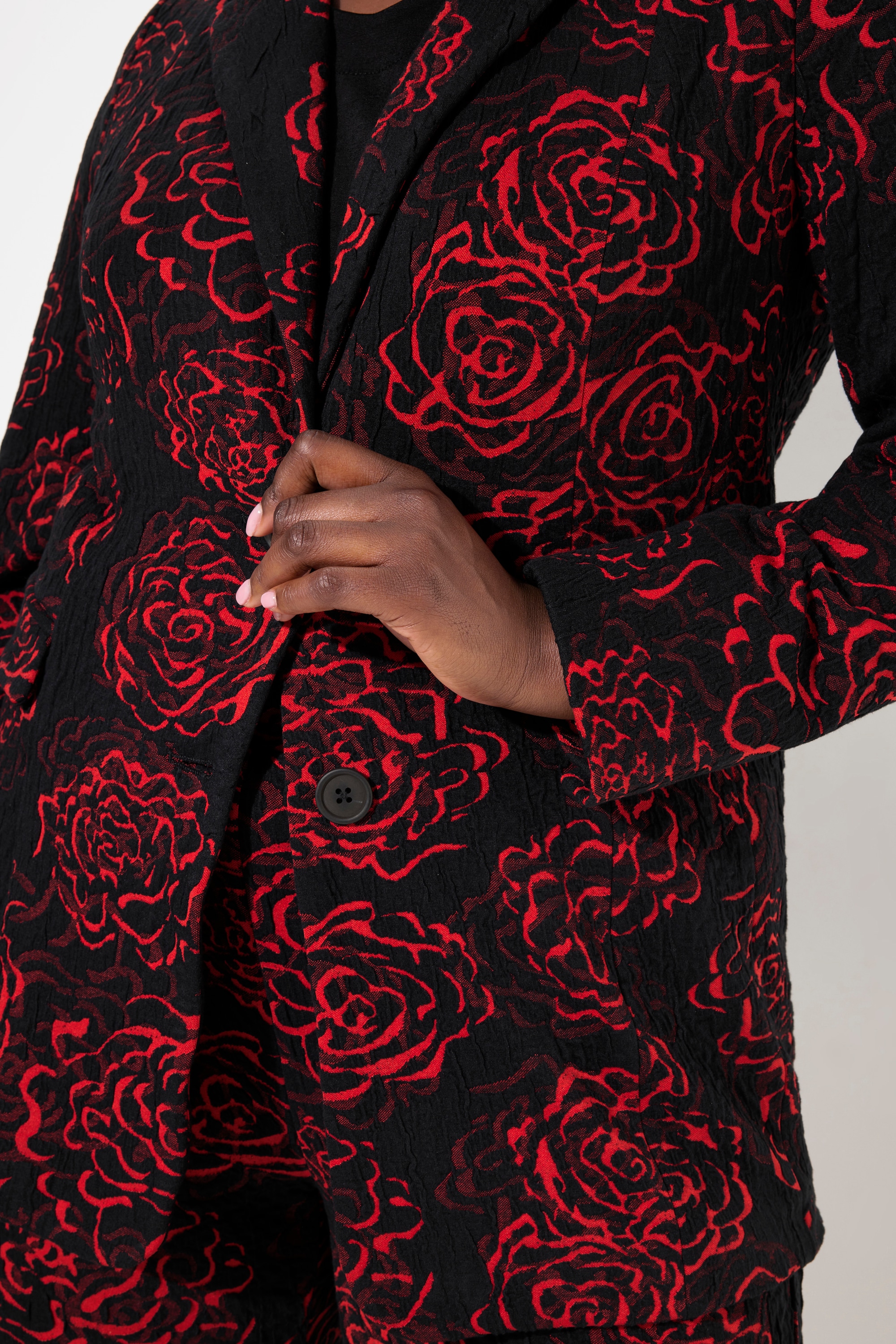 Ulla Popken Damen große Größen Jacquard Jerseyblazer Reverskragen