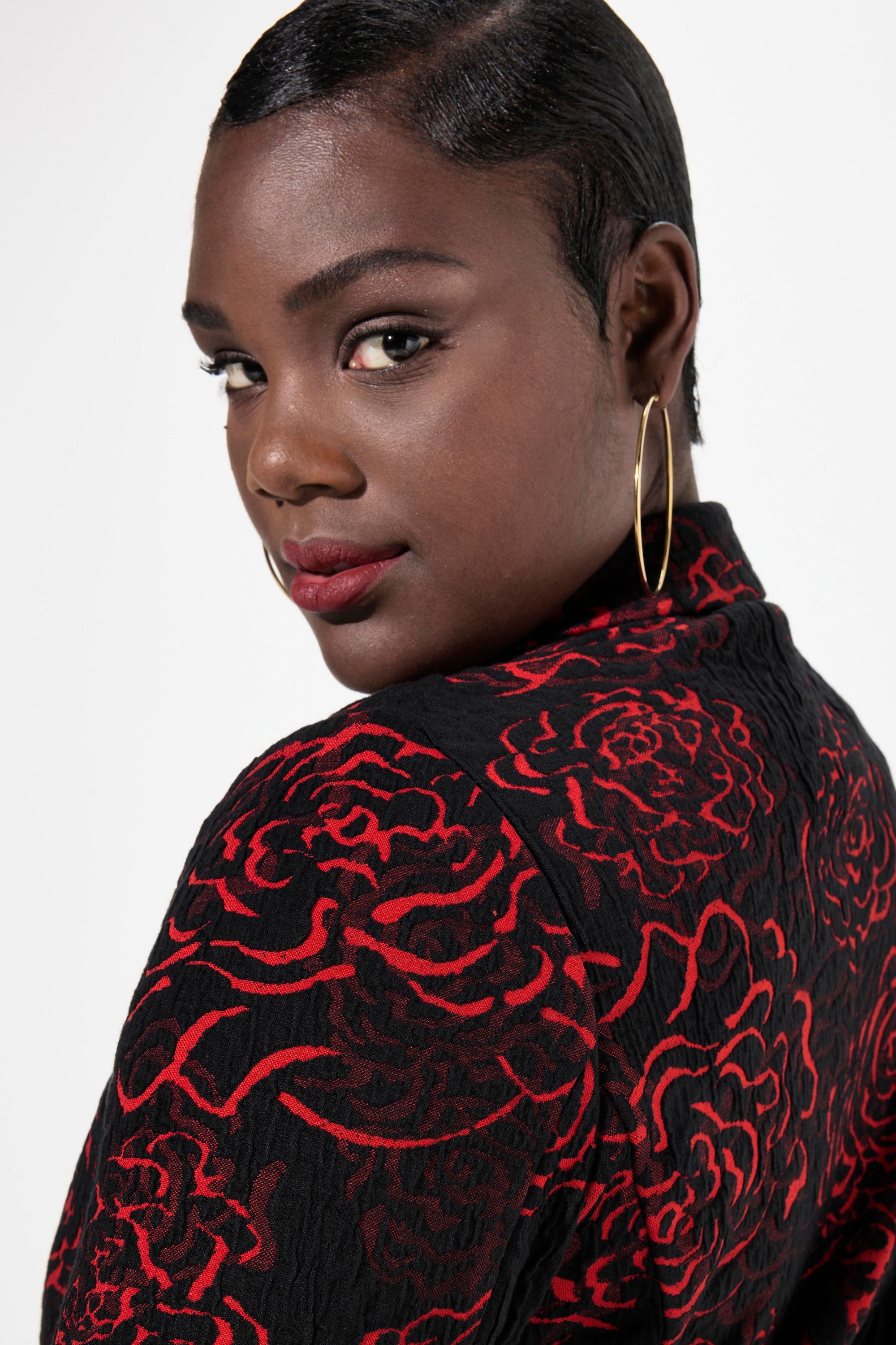 Ulla Popken Damen große Größen Jacquard Jerseyblazer Reverskragen