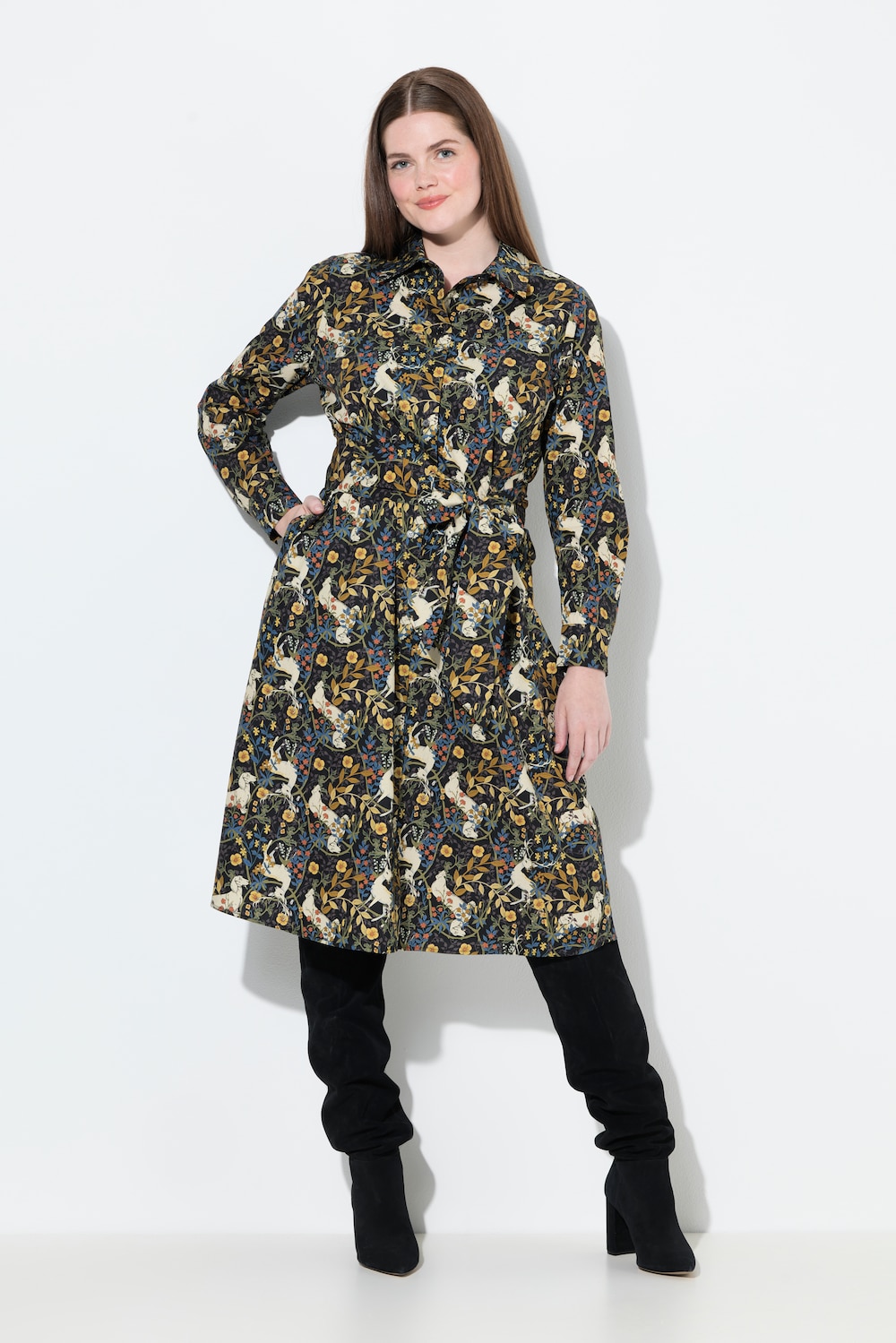 Große Größen Hemdblusenkleid, Damen, grün, Größe: 58/60, Baumwolle, Ulla Popken