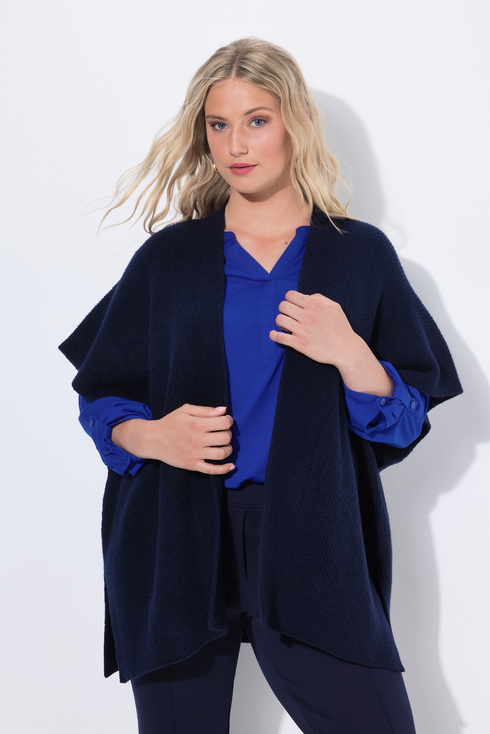 Große Größen Strickjacke, Damen, blau, Größe: 2=50-56, Synthetische Fasern, Ulla Popken