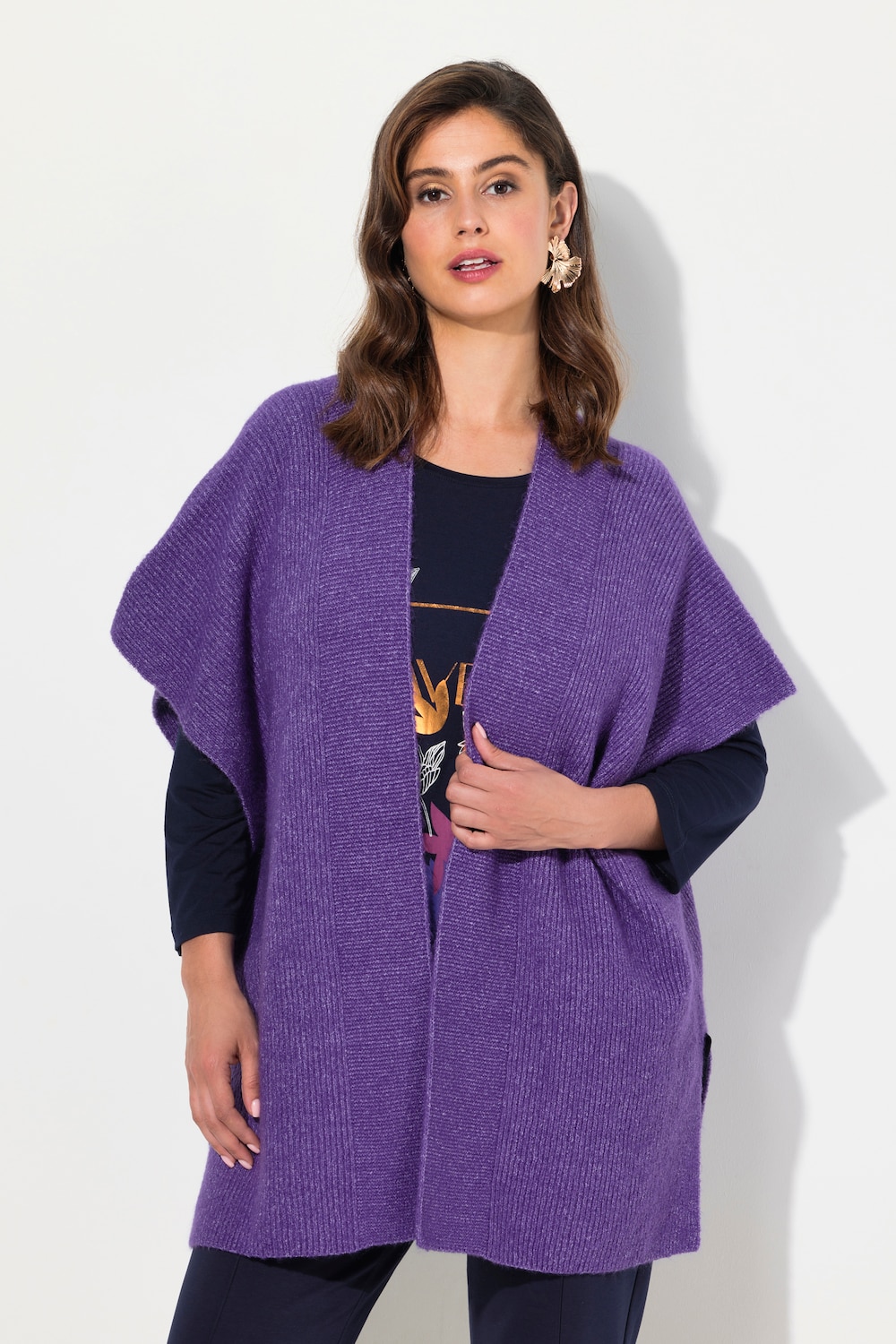 Große Größen Strickjacke, Damen, lila, Größe: 3=58-64, Synthetische Fasern, Ulla Popken