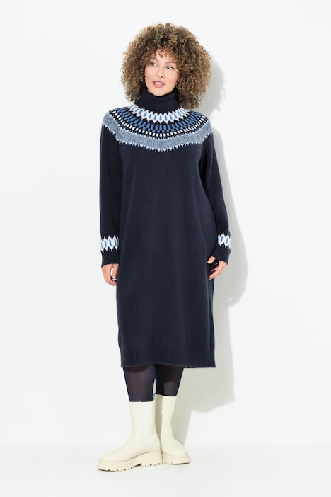 Norwegian Striped Knit Turtleneck Dress