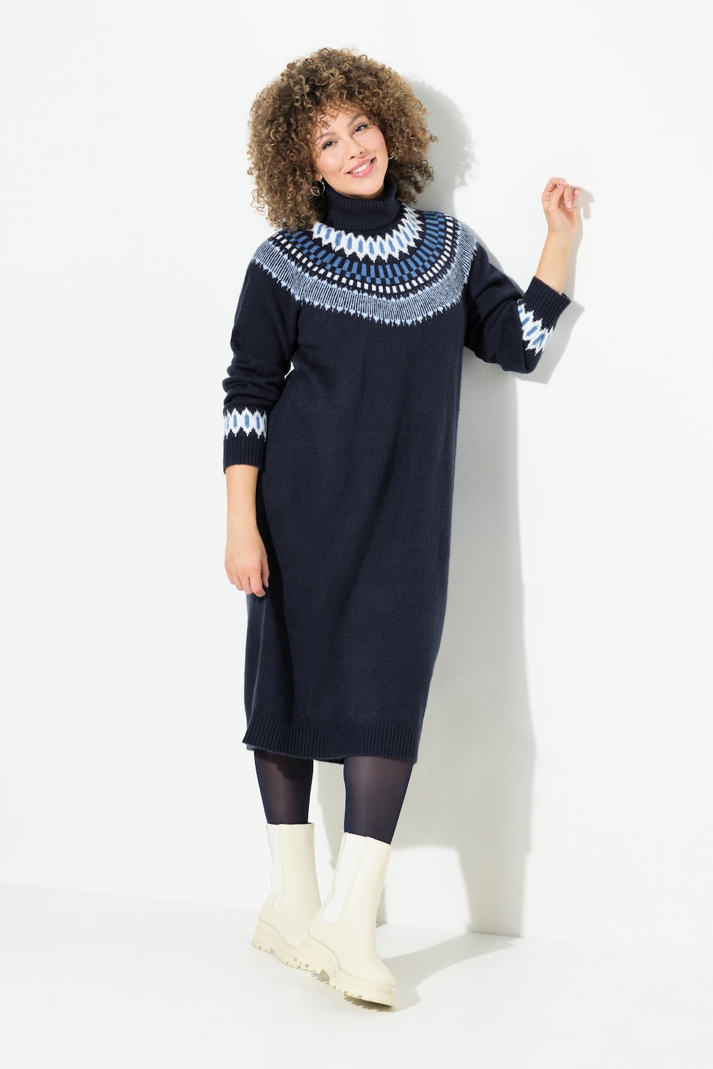 Große Größen Strickkleid, Damen, blau, Größe: 62/64, Synthetische Fasern/Polyester, Ulla Popken