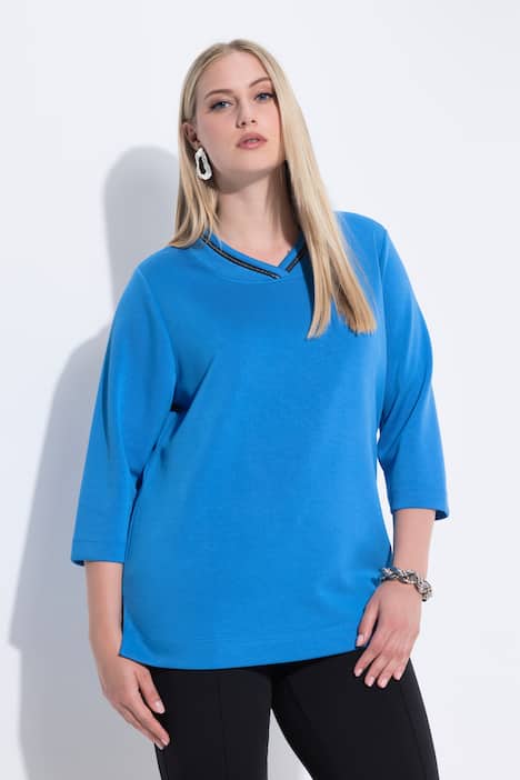 sweater, opstaande kraag, klassiek, decoratieve ketting, lange mouwen