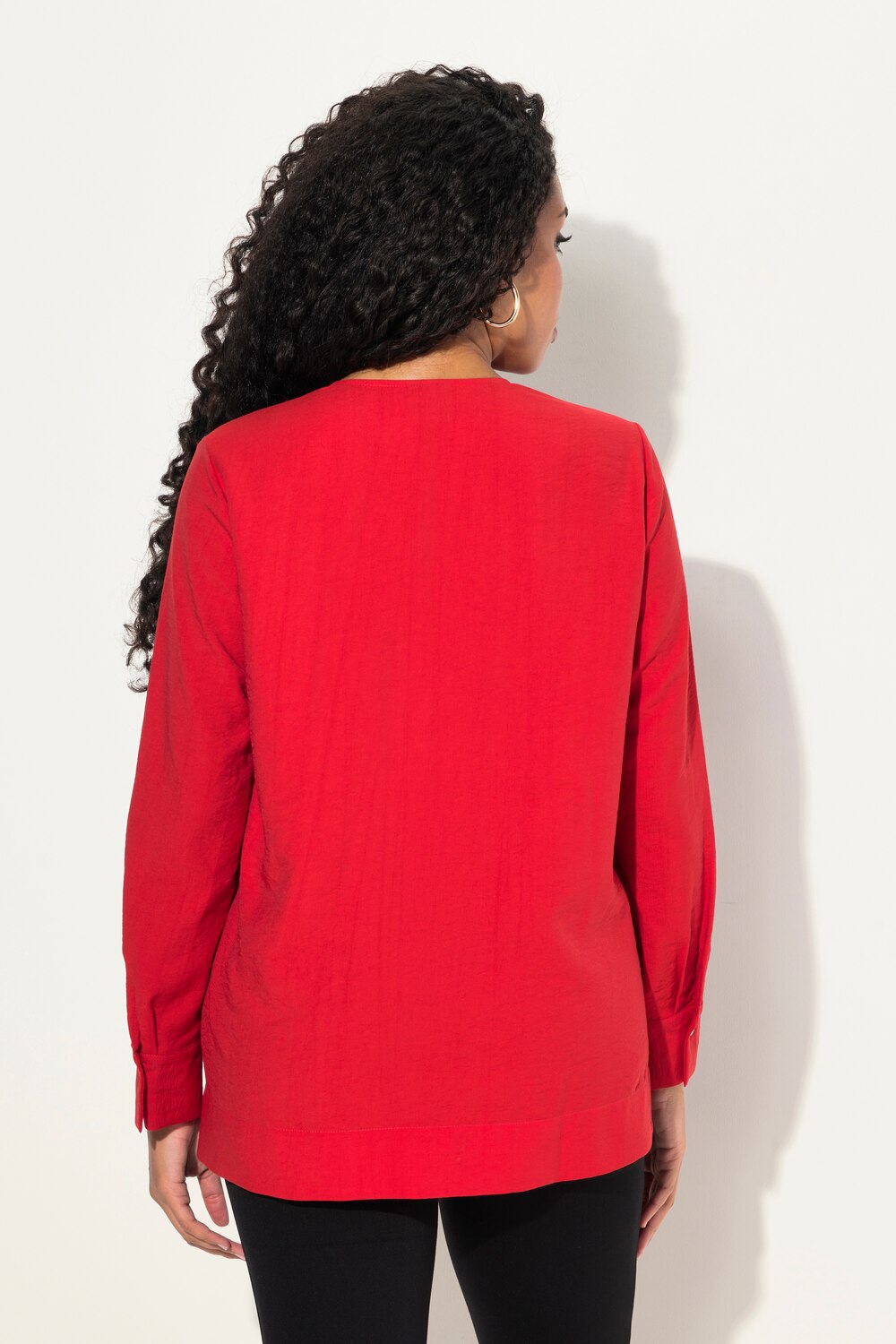 Chemisier Tunique Femme Ulla Popken Taille 50/52 Rouge - En Viscose, Manches Longues, Occasion Très Bon état