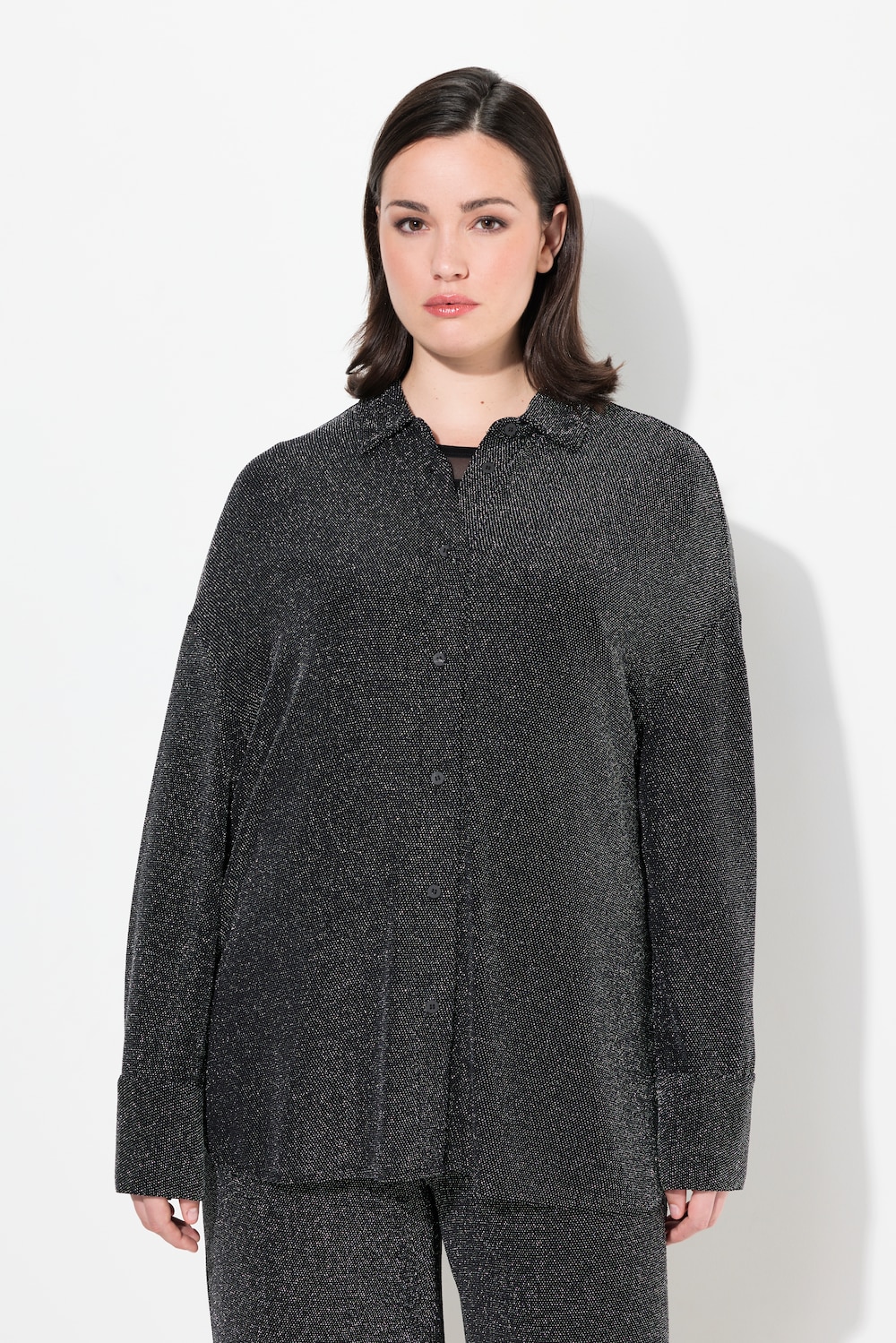Große Größen Jerseybluse, Damen, schwarz, Größe: 50/52, Synthetische Fasern, Ulla Popken