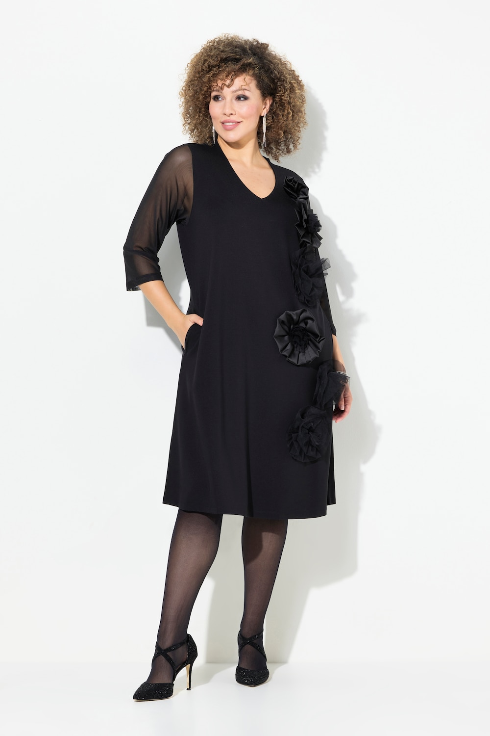 Große Größen Jerseykleid, Damen, schwarz, Größe: 54/56, Polyester/Viskose/Synthetische Fasern, Ulla Popken
