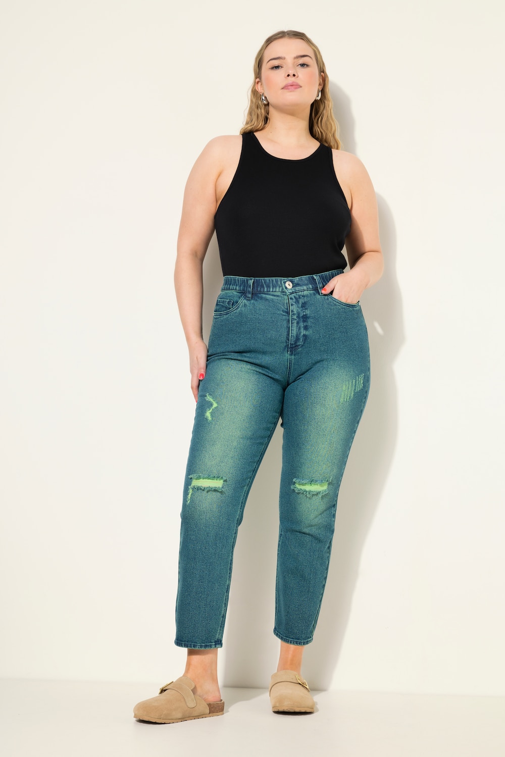 Große Größen Mom-Jeans, Damen, blau, Größe: 50, Baumwolle, Studio Untold