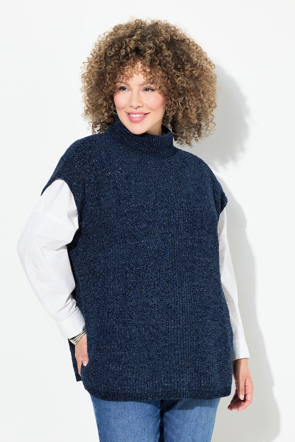 Große Größen Pullover, Damen, blau, Größe: 54/56, Polyester, Ulla Popken