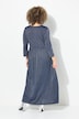 jersey midi-jurk, glitter, A-lijn, ronde hals, 3/4-mouwen