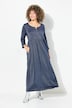 jersey midi-jurk, glitter, A-lijn, ronde hals, 3/4-mouwen