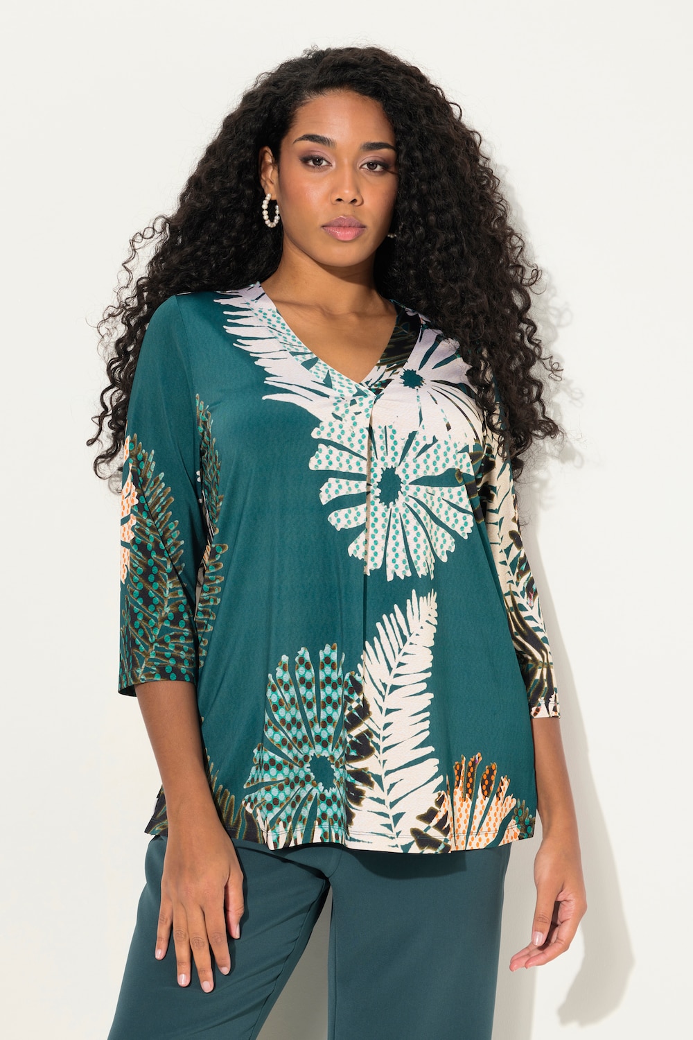 Große Größen Slinkyshirt, Damen, türkis, Größe: 42/44, Viskose, Ulla Popken