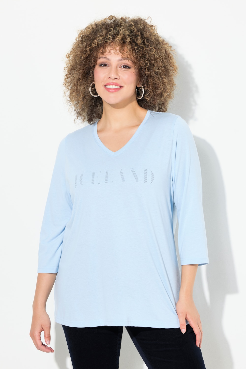 Große Größen Shirt, Damen, blau, Größe: 54/56, Baumwolle/Polyester, Ulla Popken