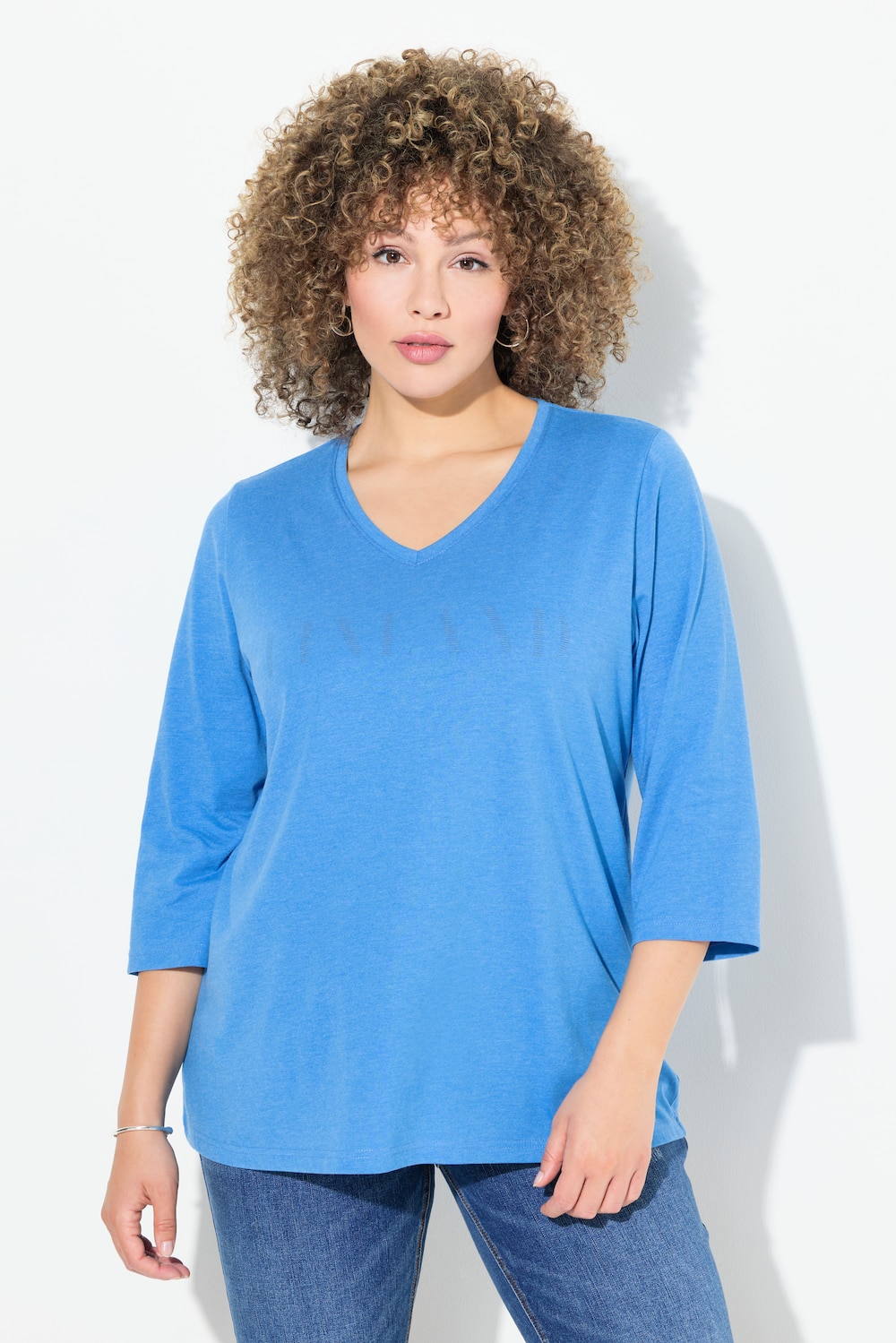 Große Größen Shirt, Damen, blau, Größe: 46/48, Baumwolle/Polyester, Ulla Popken