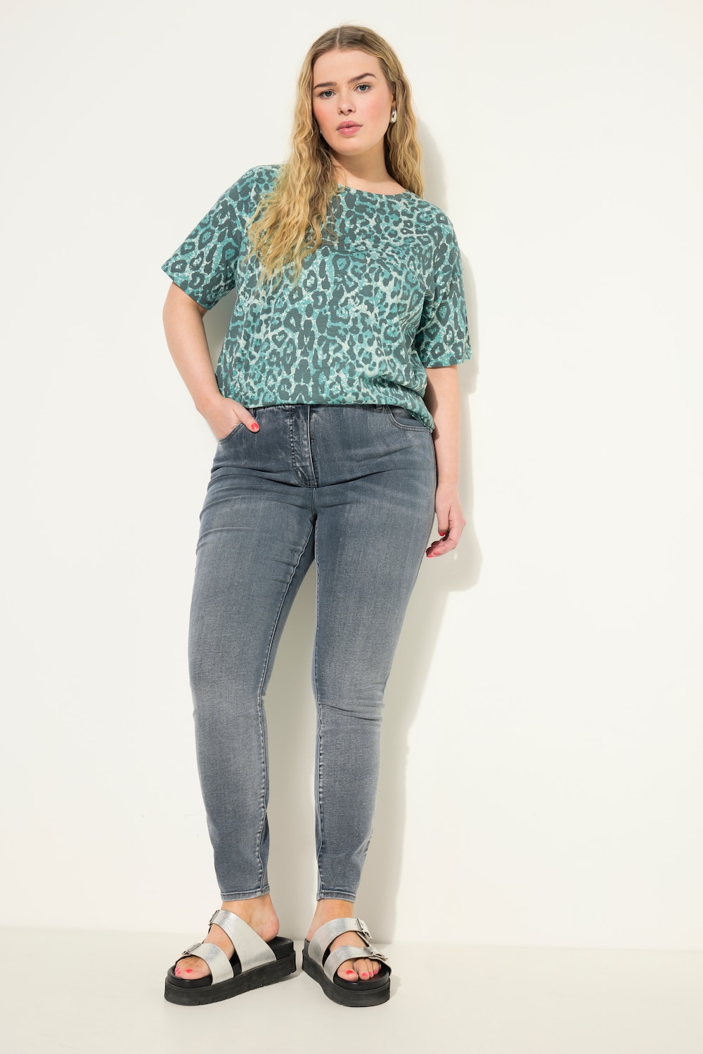 Große Größen Skinny-Jeans, Damen, grau, Größe: 46, Baumwolle/Polyester, Studio Untold