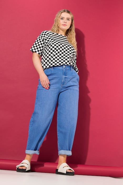 Jean ballon taille haute avec jambe ballon 4 poches et taille elastique Jeans Pantalons