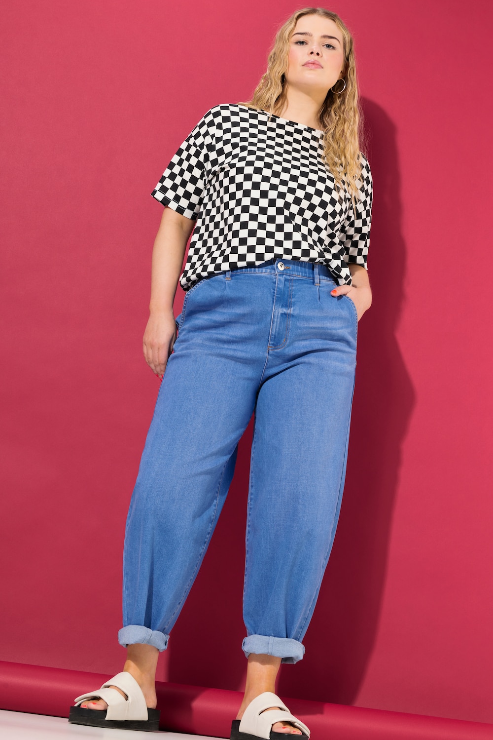 Große Größen Ballon-Jeans, Damen, blau, Größe: 42, Baumwolle/Polyester, Studio Untold