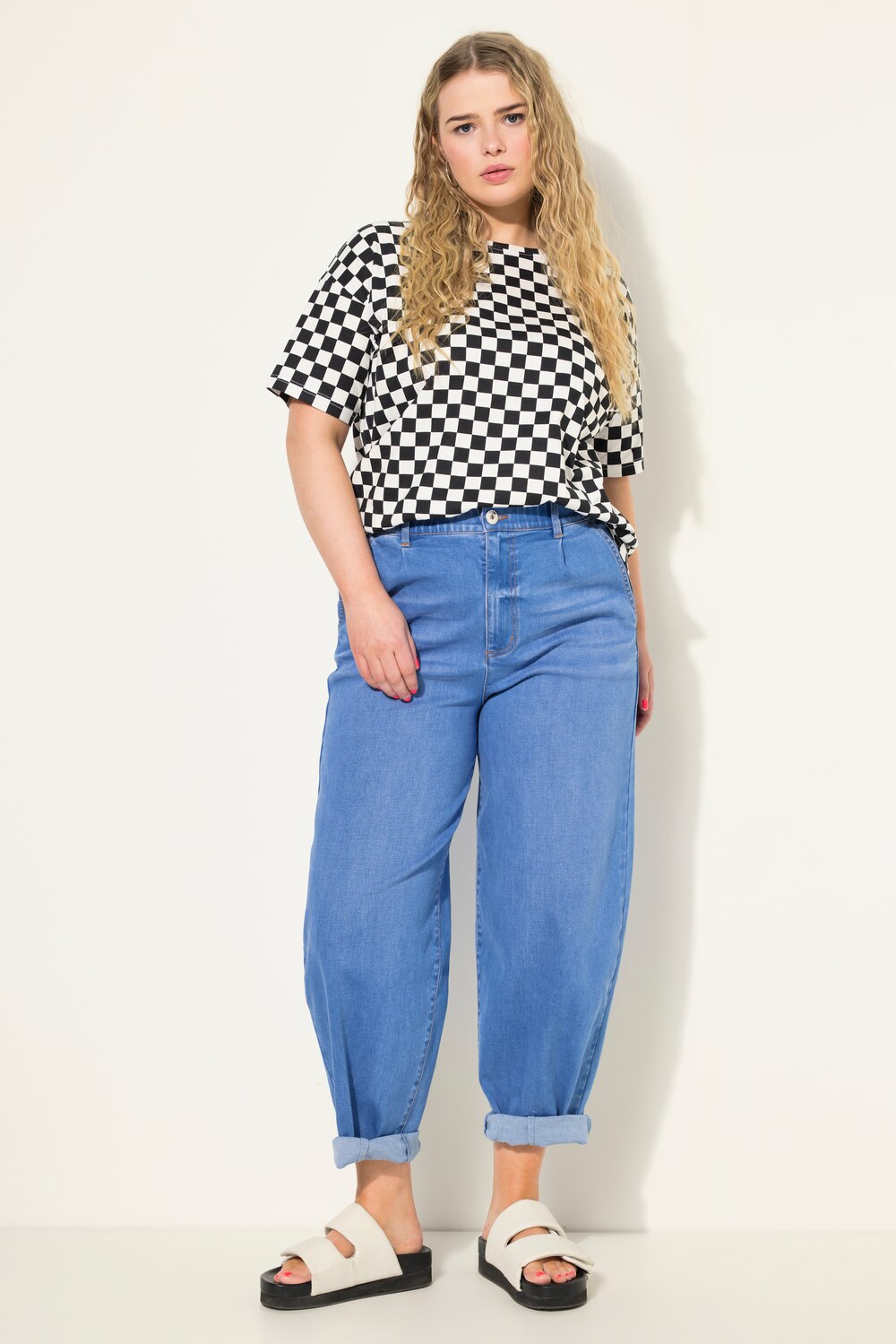 Grote Maten Ballonjeans, Dames, blauw, Maat: 52, Katoen/Polyester, Studio Untold